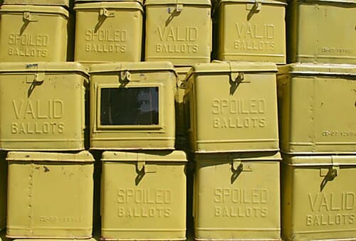 Ballot boxes used in a Philippine barangay election