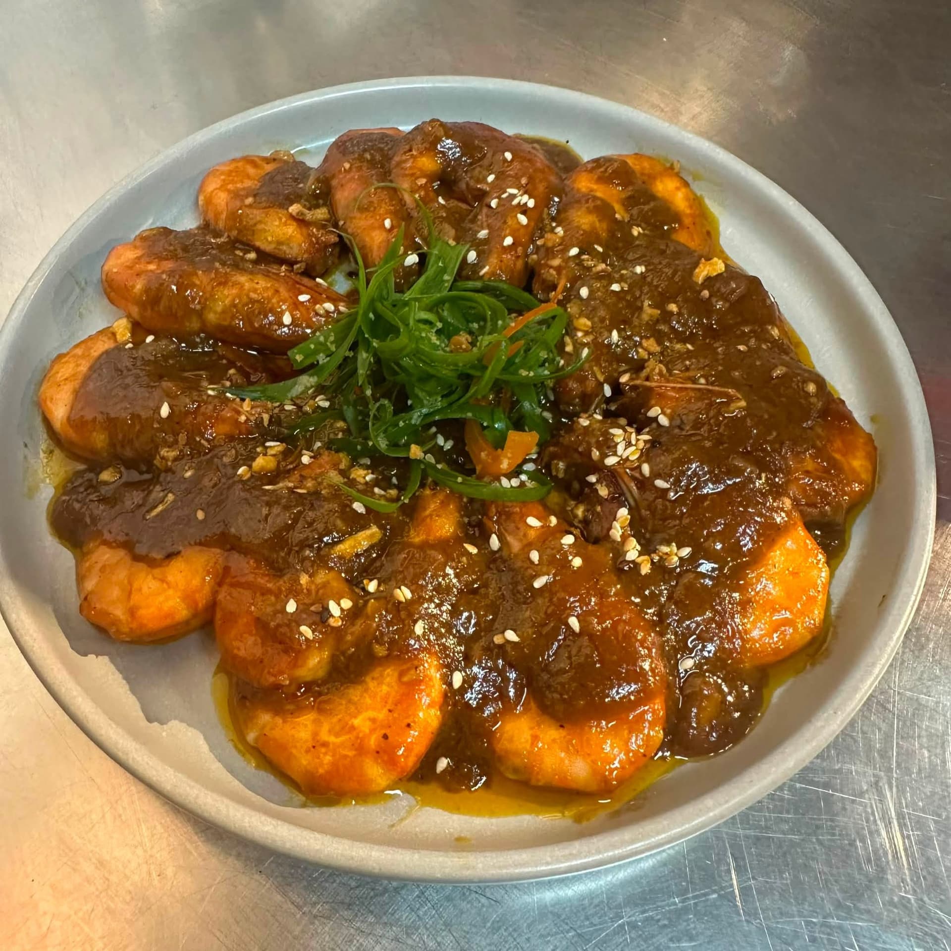 A shrimp dish from Food in a Box