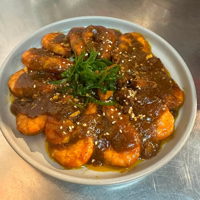 A shrimp dish from Food in a Box
