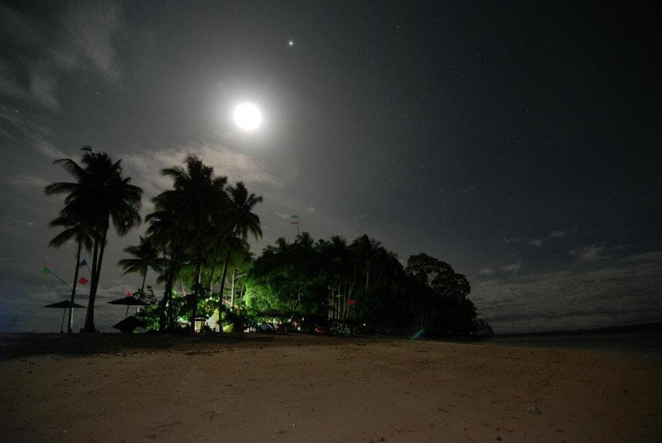Hagonoy Island in Bislig Bay at night