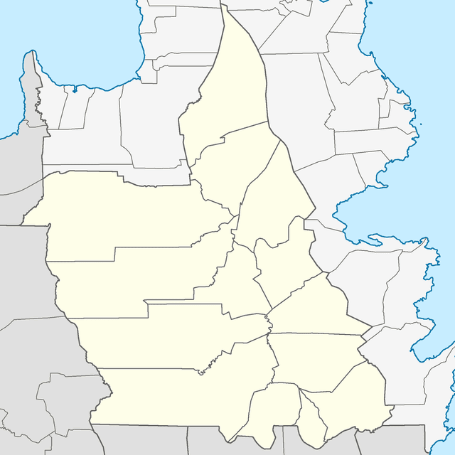 A blank locator map of Agusan del Sur province, shaded pale yellow with its municipal borders outlined, surrounded by neighboring provinces in grey including Surigao del Sur to the east